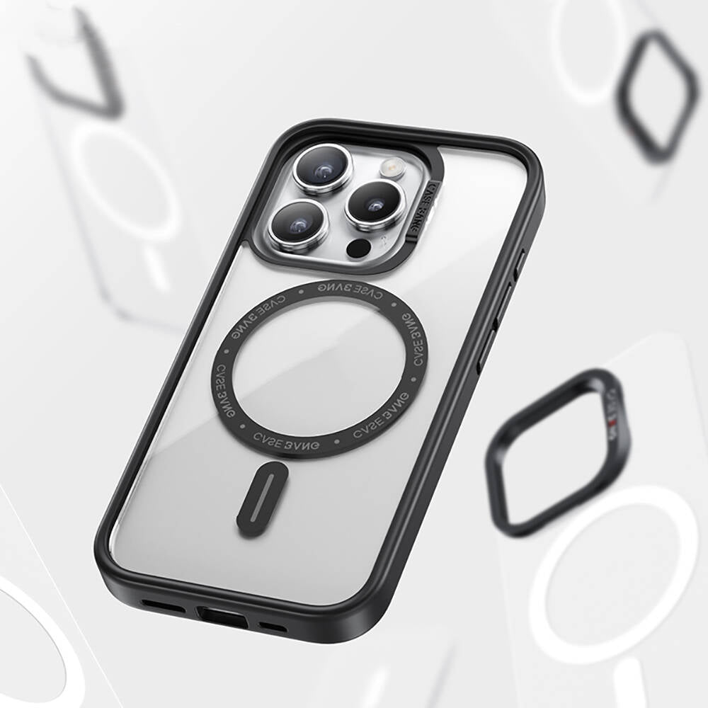 Apple iPhone 14 Pro Max Kılıf M-safe Şarj Özellikli Casebang Body Frame Kapak Siyah
