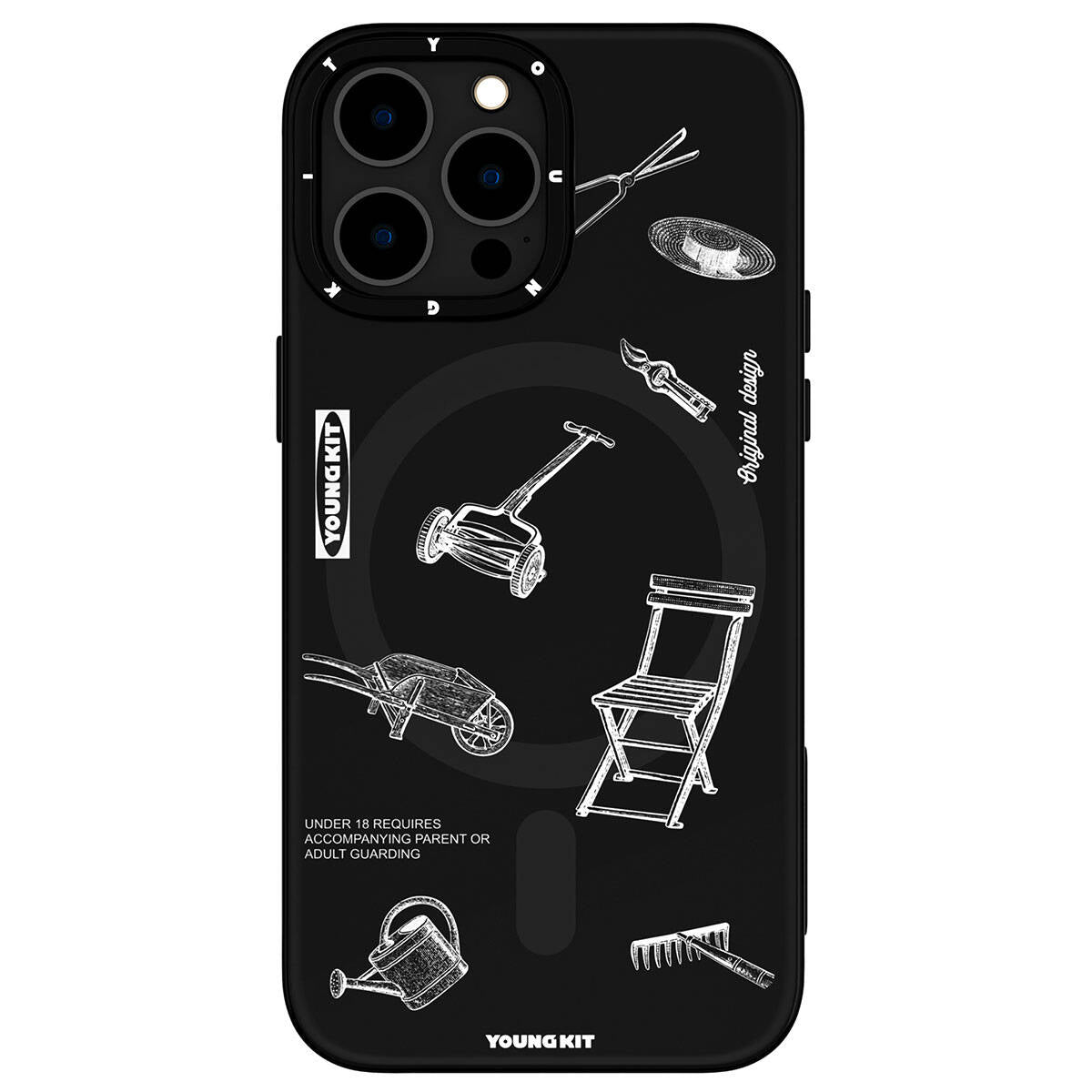 Apple iPhone 14 Pro Max Kılıf M-safe Şarj Özellikli Desenli Youngkit Plaything Serisi Kapak Siyah