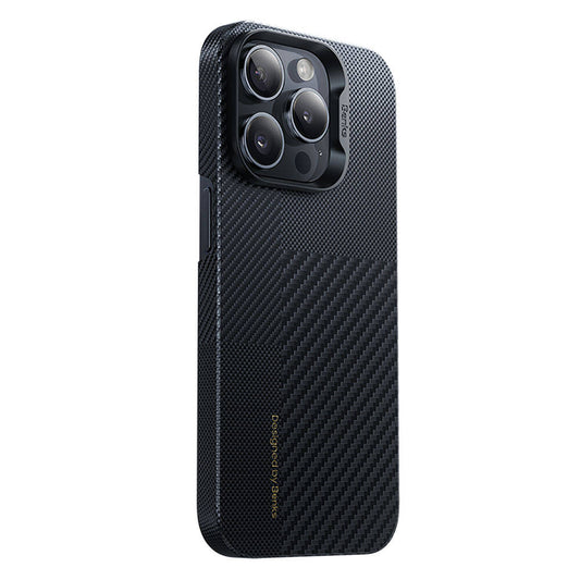 Apple iPhone 14 Pro Max Kılıf M-safe Şarj Özellikli Karbon Fiber Benks Montage ArmorAir Kevlar Kapak Siyah