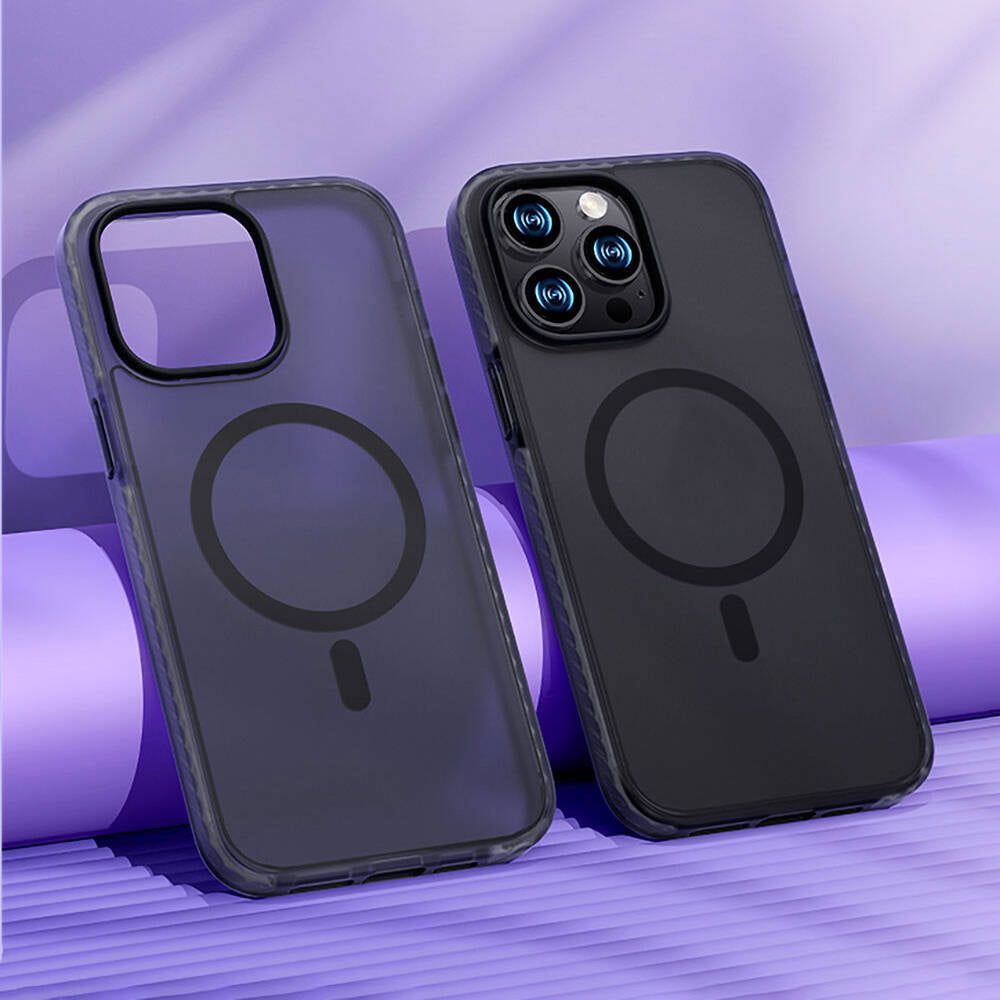 Apple iPhone 14 Pro Max Kılıf M-safe Şarj Özellikli Mat Arka Yüzey Benks Drop Resistance Kapak Mavi