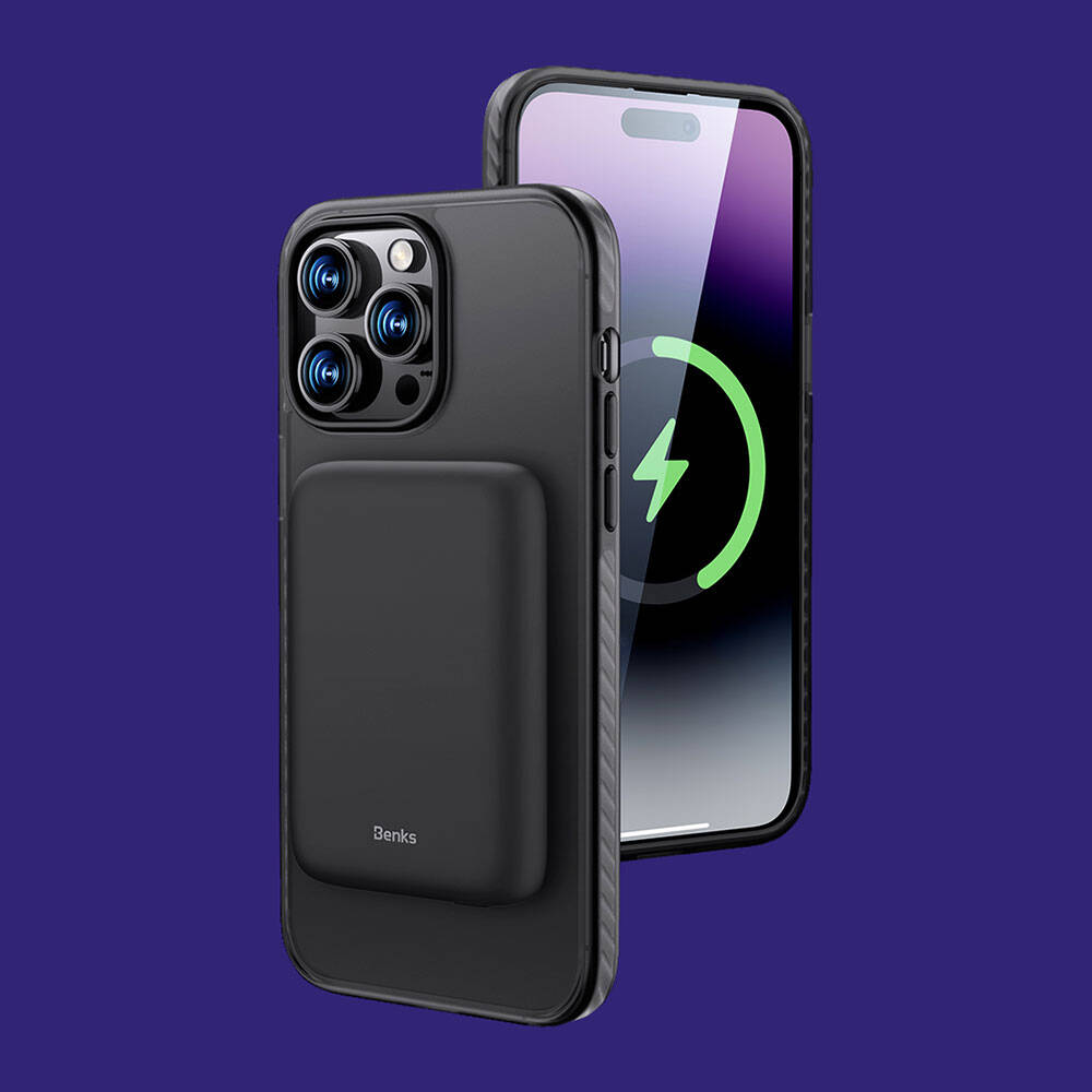 Apple iPhone 14 Pro Max Kılıf M-safe Şarj Özellikli Mat Arka Yüzey Benks Drop Resistance Kapak Mavi