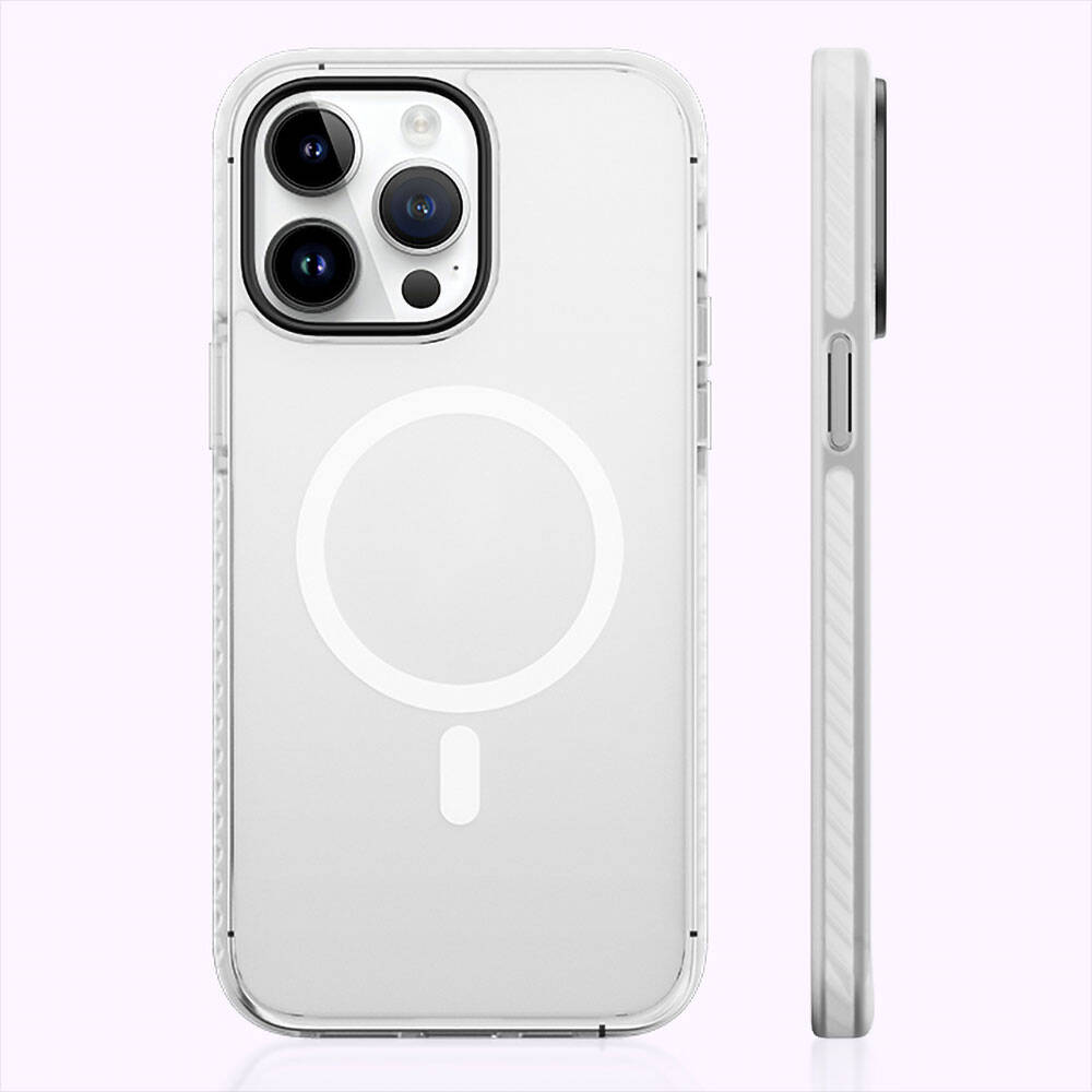 Apple iPhone 14 Pro Max Kılıf M-safe Şarj Özellikli Mat Arka Yüzey Benks Drop Resistance Kapak Beyaz