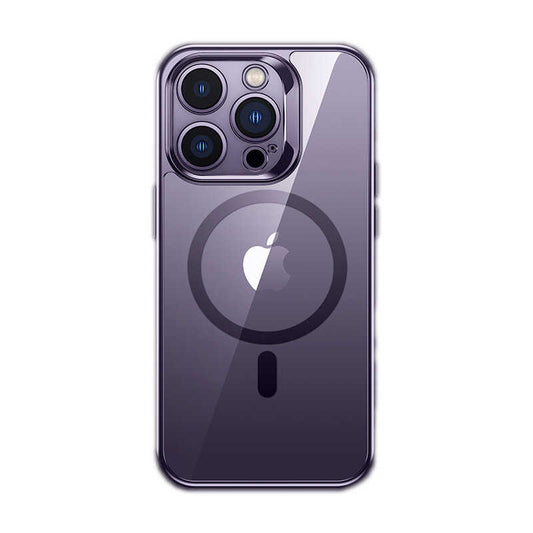 Apple iPhone 14 Pro Max Kılıf M-safe Şarj Özellikli Premium Cam Arka Yüzey Benks Electroplated Kapak Gold