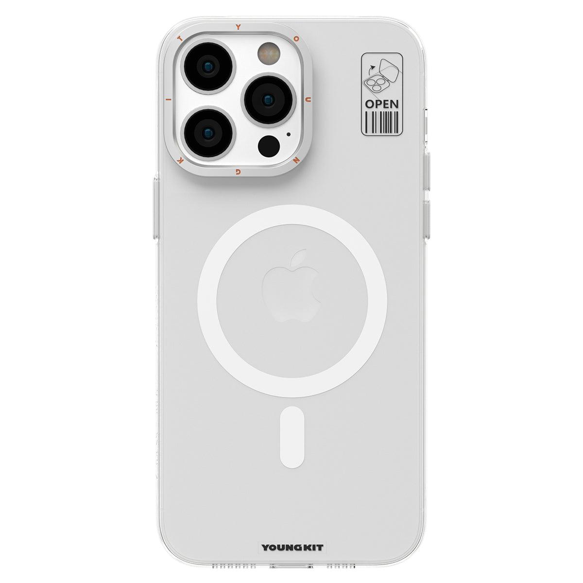 Apple iPhone 14 Pro Max Kılıf M-safe Şarj Özellikli Standlı YoungKit Hermit Bracket Serisi Kapak Beyaz