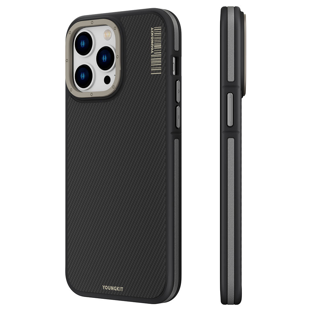 Apple iPhone 14 Pro Max Kılıf M-safe Şarj Özellikli YoungKit 600D Kevlar Kapak