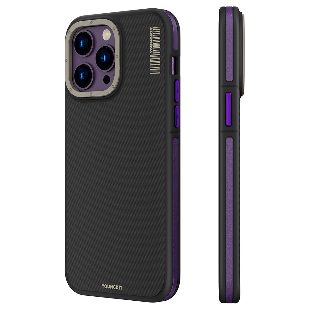 Apple iPhone 14 Pro Max Kılıf M-safe Şarj Özellikli YoungKit 600D Kevlar Kapak