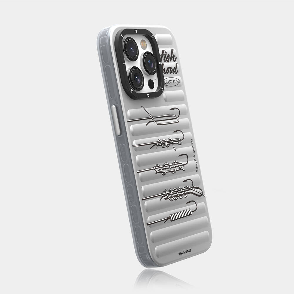 Apple iPhone 14 Pro Max Kılıf M-safe Şarj Özellikli Youngkit Fishing Serisi Kapak Gri