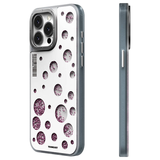 Apple iPhone 14 Pro Max Kılıf M-safe Şarj Özellikli Youngkit Quicksand Beads Serisi Kapak Kırmızı