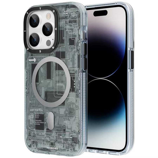 Apple iPhone 14 Pro Max Kılıf M-safe Şarj Özellikli YoungKit Technology Serisi Kapak Siyah