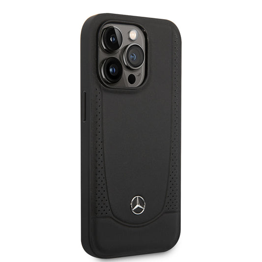 Apple iPhone 14 Pro Max Kılıf Mercedes Benz M-safe Şarj Özellikli Urban Deri Kapak Siyah