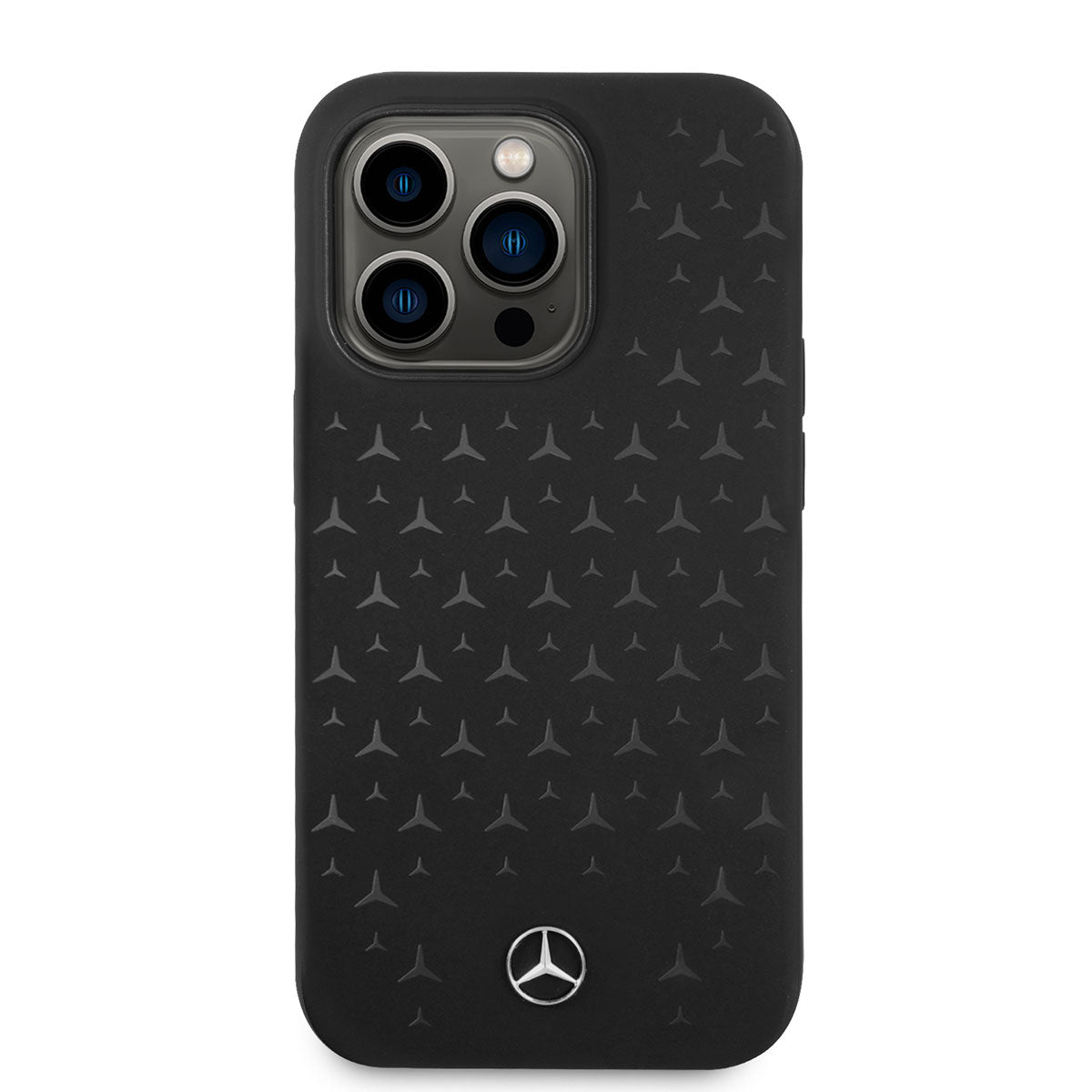 Apple iPhone 14 Pro Max Kılıf Mercedes Benz M-safe Şarj Özellikli Yıldızlı Dizayn Silikon Kapak Siyah