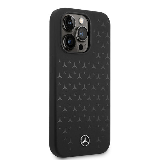Apple iPhone 14 Pro Max Kılıf Mercedes Benz M-safe Şarj Özellikli Yıldızlı Dizayn Silikon Kapak Siyah