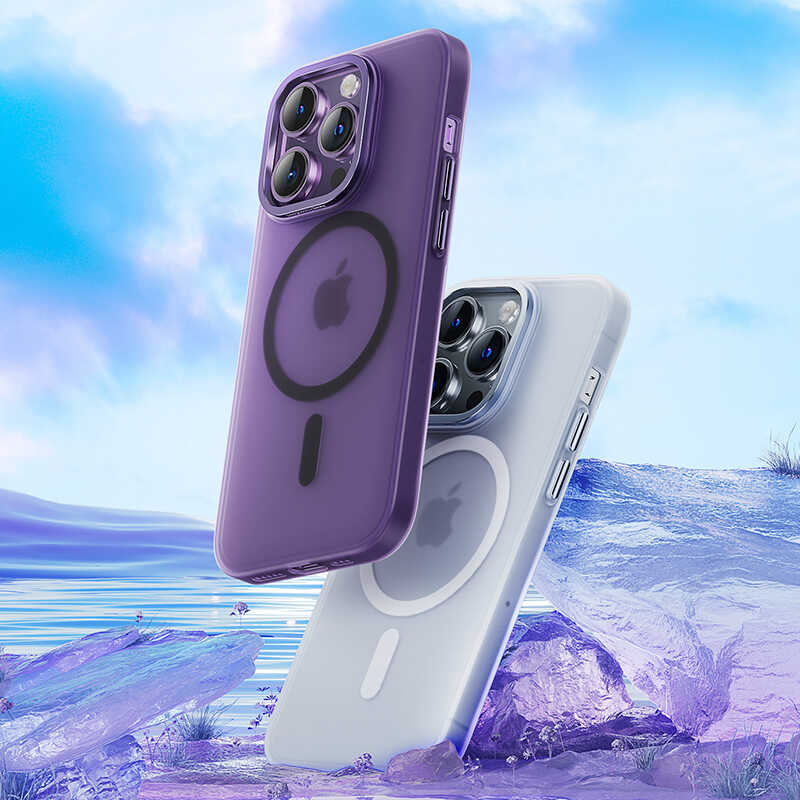 Apple iPhone 14 Pro Max Kılıf Wireless Şarj Destekli Benks Yeni Seri Magnetik Haze Kapak Gümüş
