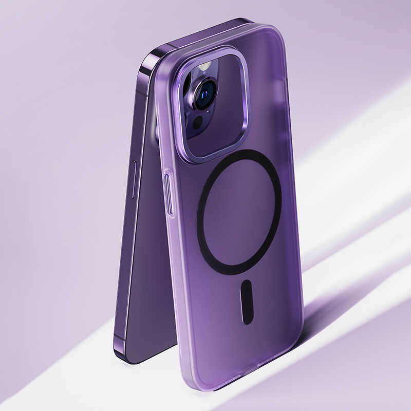 Apple iPhone 14 Pro Max Kılıf Wireless Şarj Destekli Benks Yeni Seri Magnetik Haze Kapak Derin Mor