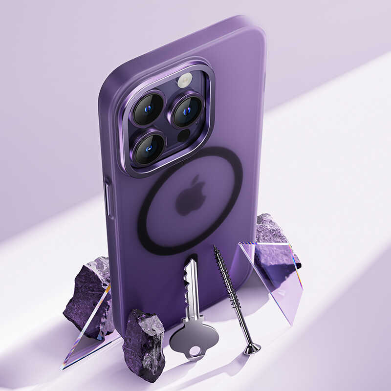 Apple iPhone 14 Pro Max Kılıf Wireless Şarj Destekli Benks Yeni Seri Magnetik Haze Kapak Gümüş