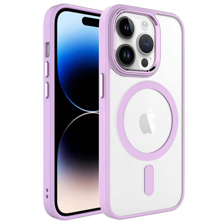 Apple iPhone 14 Pro Max Kılıf Wireless Şarj Özellikli Zore Krom M-safe Silikon Kapak