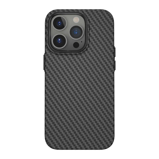 Apple iPhone 14 Pro Max Kılıf Wiwu Karbon Fiber Görünümlü M-safe Wireless Şarj Özellikli Kabon Kapak Mavi