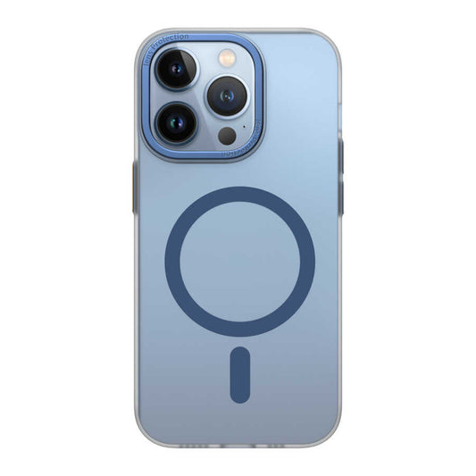 Apple iPhone 14 Pro Wiwu Frosted Magnetic Buzlu Sert PC Kapak Mavi