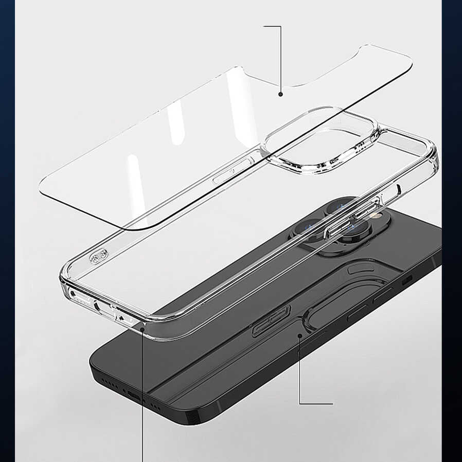 Apple iPhone 14 Wiwu M-safe Şarj Özellikli Lens Korumalı Şeffaf Silikon Kapak Siyah