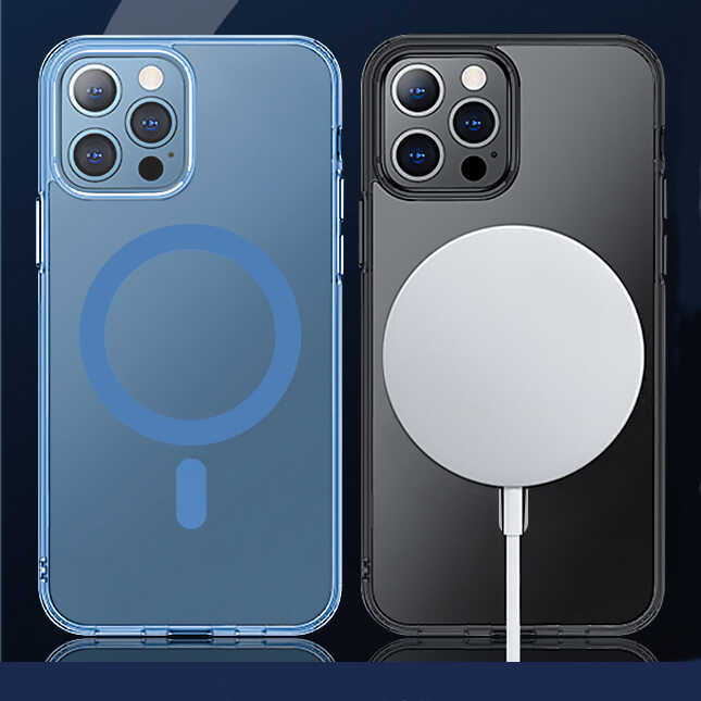 Apple iPhone 14 Wiwu M-safe Şarj Özellikli Lens Korumalı Şeffaf Silikon Kapak Siyah