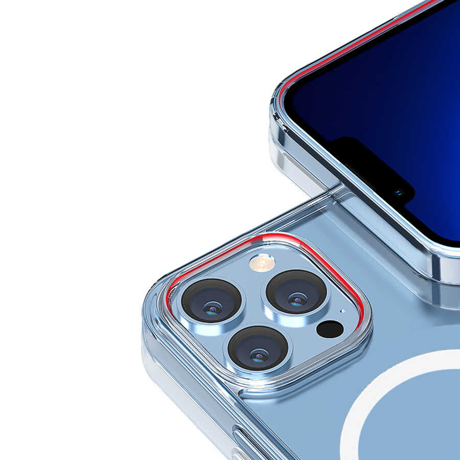 Apple iPhone 14 Wiwu M-safe Şarj Özellikli Lens Korumalı Şeffaf Silikon Kapak Siyah