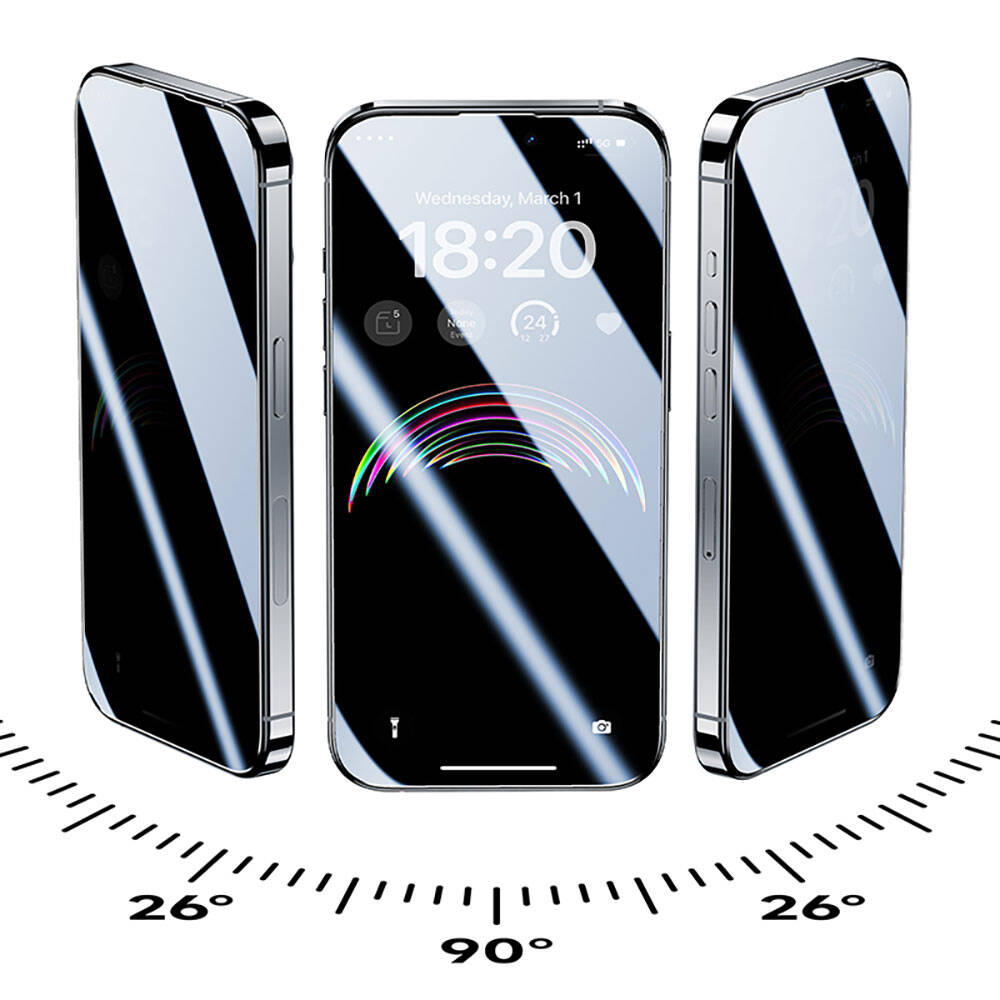 Apple iPhone 15 Benks V Pro Ultra Shield Privacy 0.3mm Ekran Koruyucu + Kolay Uygulama Aparatlı Siyah