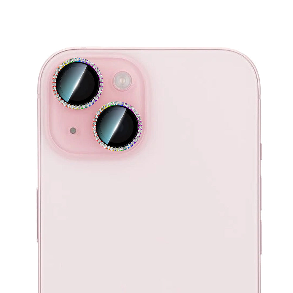 Apple iPhone 15 CaseWorld Alloy Sparkling Diamond Serisi Taşlı Lens Koruyucu