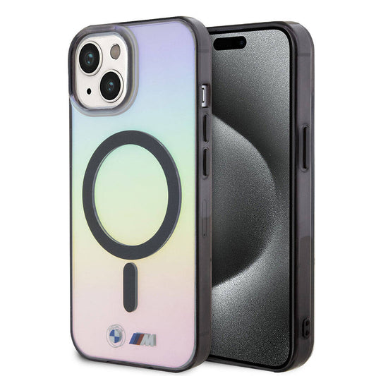 Apple iPhone 15 Kılıf BMW M-safe Şarj Özellikli Transparan Renk Geçişli Iridescent Orjinal Lisanslı Kapak Karışık