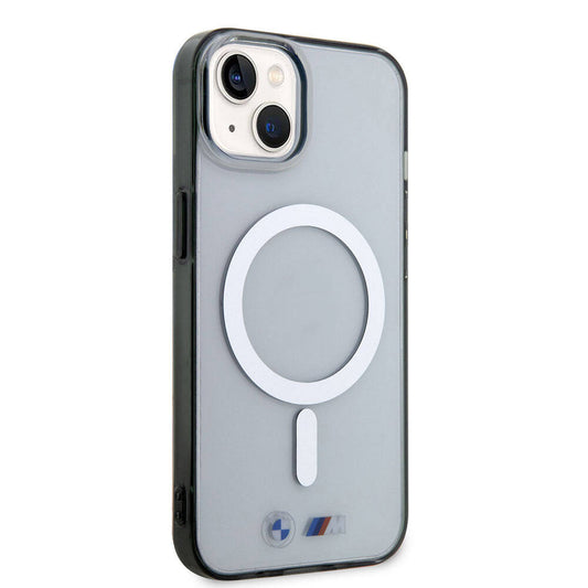 Apple iPhone 15 Kılıf BMW M-safe Şarj Özellikli Transparan Silver Ring Orjinal Lisanslı Kapak Renksiz