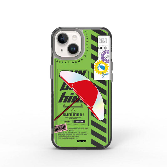 Apple iPhone 15 Kılıf Çift Katman Desenli Wiwu Summer Serisi Kapak Yeşil