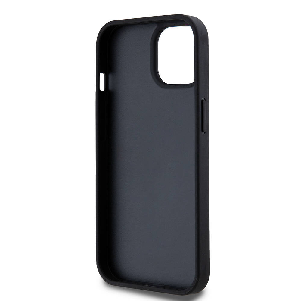 Apple iPhone 15 Kılıf DKNY Orjinal Lisanslı 3D Yazılı Repeat Texture Pattern Kapak Siyah