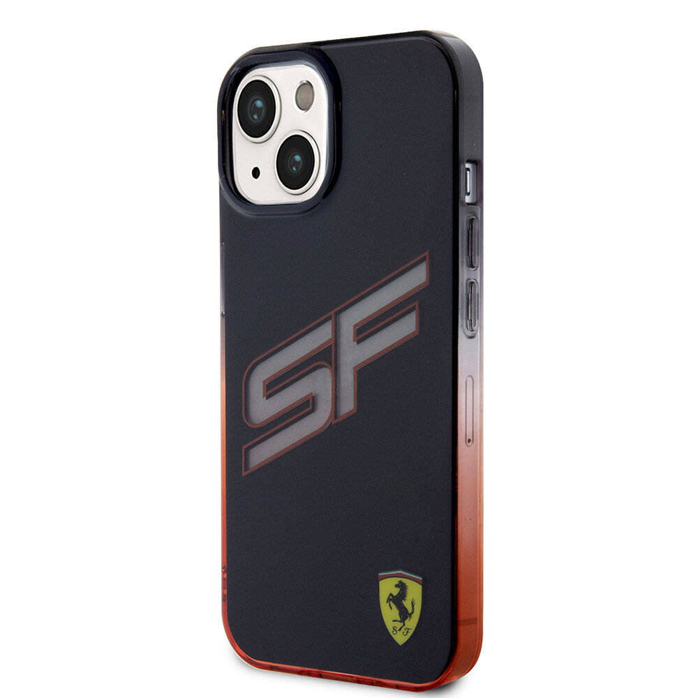 Apple iPhone 15 Kılıf Ferrari Orjinal Lisanslı Transparan SF Yazılı Kenarları Renk Geçişli Kapak Siyah