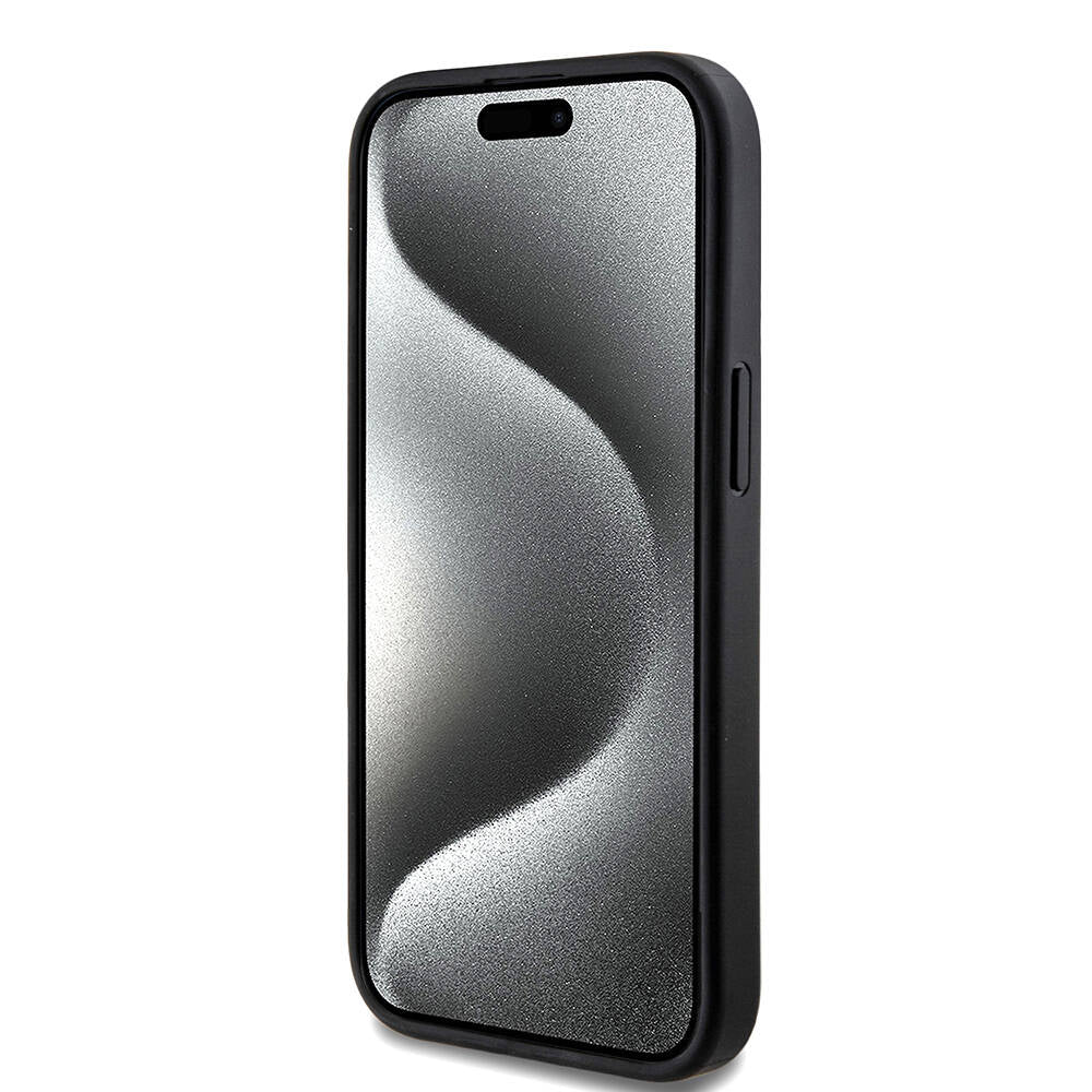 Apple iPhone 15 Kılıf Guess Orjinal Lisanslı M-safe Şarj Özellikli PU Halkalı 4G Desenli Yazı Logolu Kapak Pembe