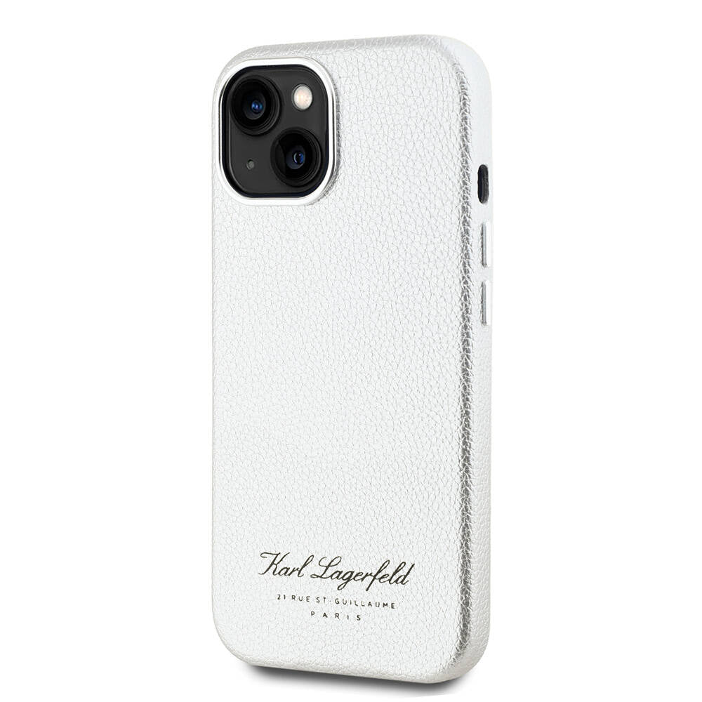 Apple iPhone 15 Kılıf Karl Lagerfeld Orjinal Lisanslı KL Yazılı Hotel Kapak Gri
