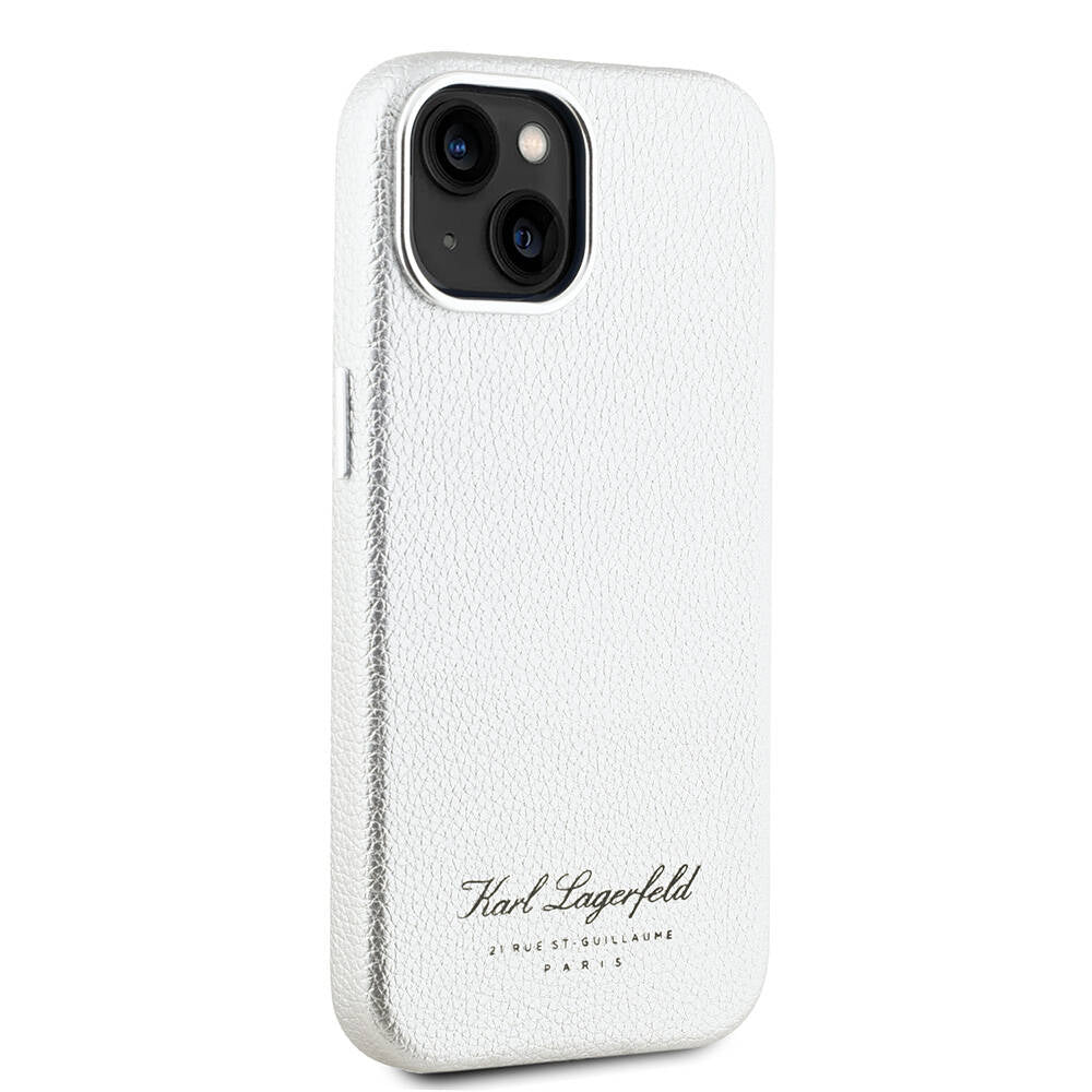 Apple iPhone 15 Kılıf Karl Lagerfeld Orjinal Lisanslı KL Yazılı Hotel Kapak Gri
