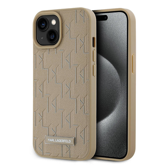 Apple iPhone 15 Kılıf Karl Lagerfeld Orjinal Lisanslı M-safe Şarj Özellikli KL Yazılı Hot Stamp Kapak Siyah