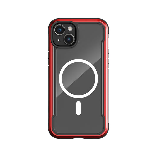 Apple iPhone 15 Kılıf M-safe Şarj Özellikli Airbagli Raptic Shield Serisi Şeffaf Arka Yüzey Kapak Kırmızı