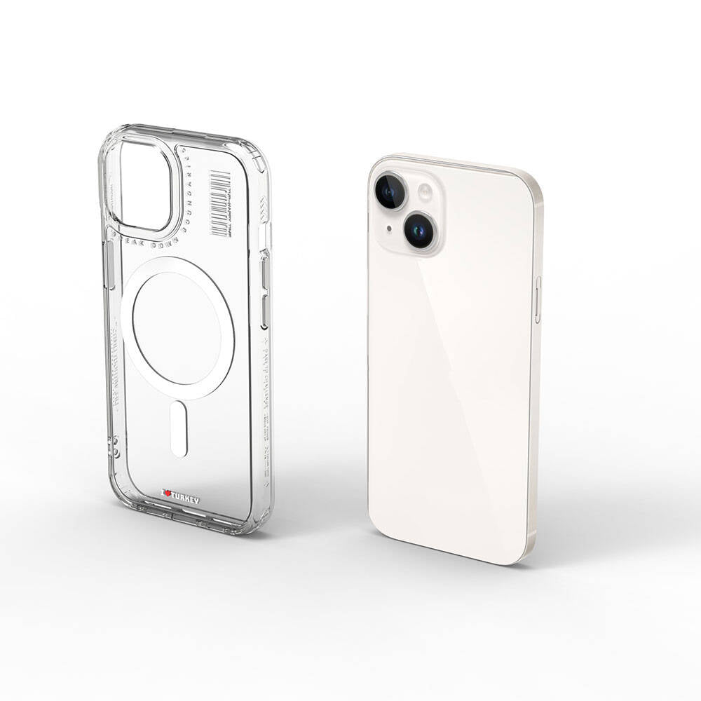 Apple iPhone 15 Kılıf M-safe Şarj Özellikli Şeffaf Transparan Wiwu Turkey D Serisi Kapak Renksiz