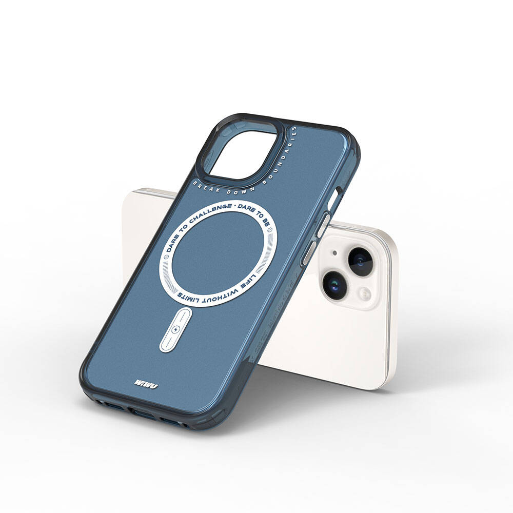 Apple iPhone 15 Kılıf M-safe Şarj Özellikli Wiwu Basic Color J Serisi Kapak Mavi