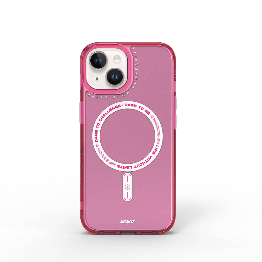 Apple iPhone 15 Kılıf M-safe Şarj Özellikli Wiwu Basic Color J Serisi Kapak Pembe Koyu
