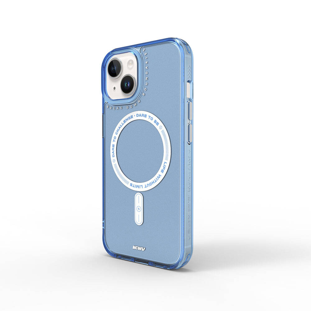 Apple iPhone 15 Kılıf M-safe Şarj Özellikli Wiwu Basic Color J Serisi Kapak Mavi