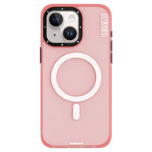 Apple iPhone 15 Kılıf M-safe Şarj Özellikli Youngkit Colored Sand Serisi Kapak Pembe