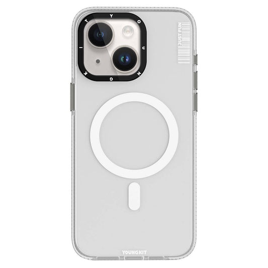 Apple iPhone 15 Kılıf M-safe Şarj Özellikli YoungKit Crystal Color Serisi Kapak Beyaz