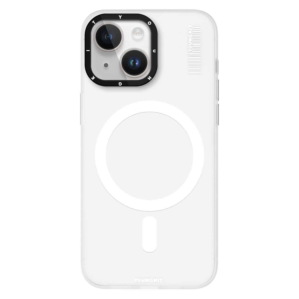 Apple iPhone 15 Kılıf M-safe Şarj Özellikli Youngkit Hidden Sand Serisi Kapak Beyaz