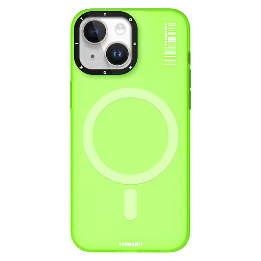 Apple iPhone 15 Kılıf M-safe Şarj Özellikli Youngkit Hidden Sand Serisi Kapak Yeşil