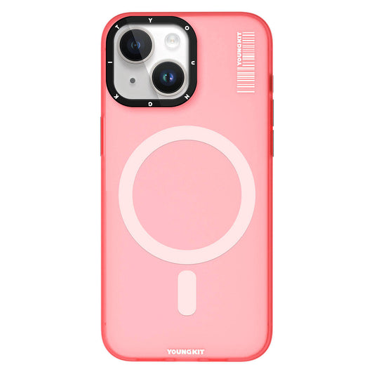 Apple iPhone 15 Kılıf M-safe Şarj Özellikli Youngkit Hidden Sand Serisi Kapak Pembe