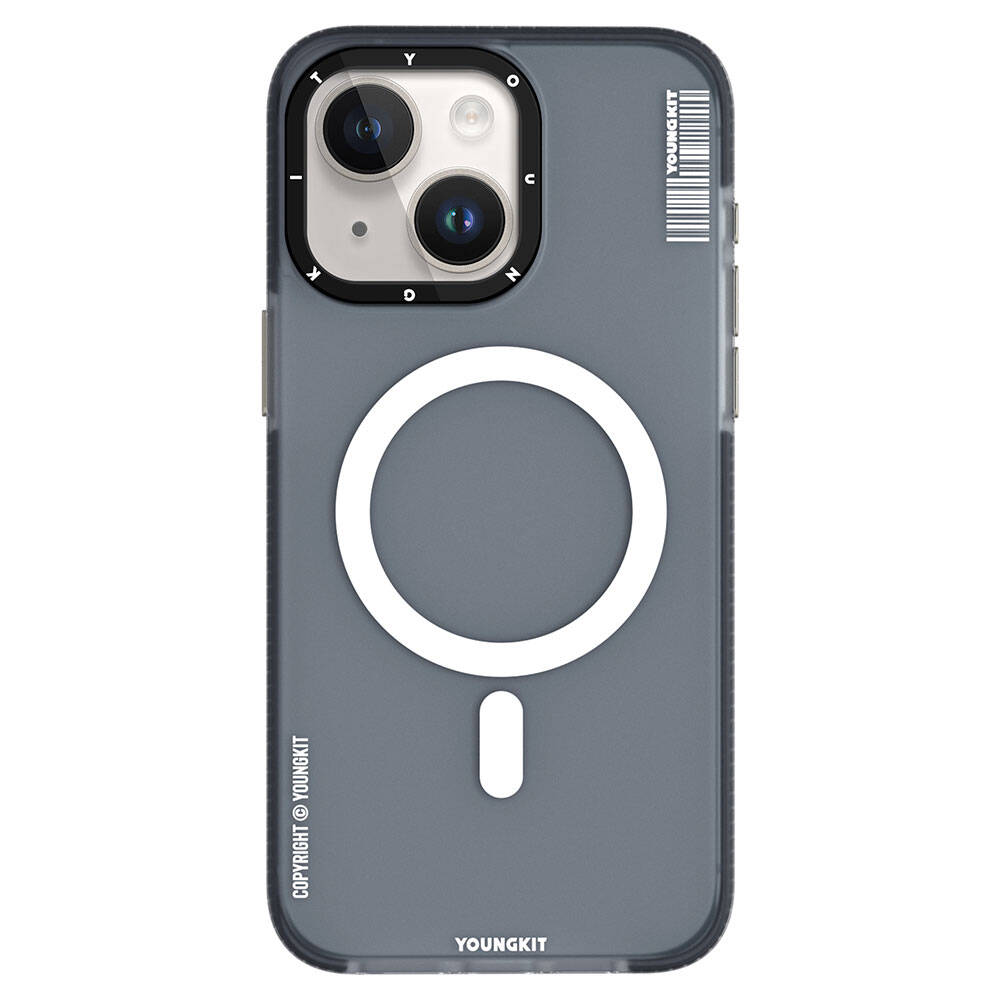 Apple iPhone 15 Kılıf M-safe Şarj Özellikli Youngkit Jiansha Serisi Kapak Mavi