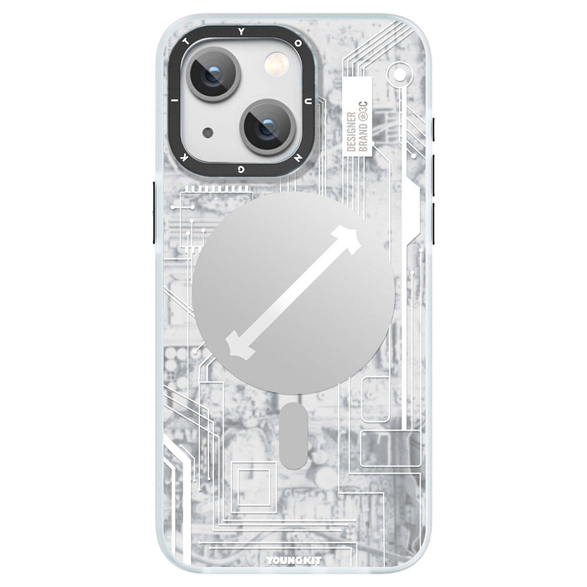 Apple iPhone 15 Kılıf M-safe Şarj Özellikli YoungKit Technology Serisi Kapak Beyaz