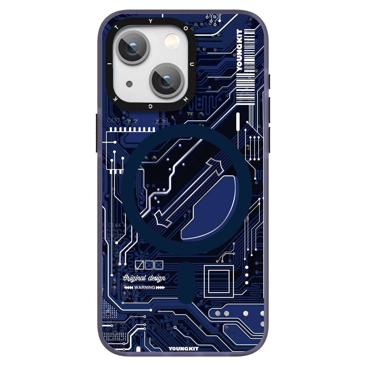 Apple iPhone 15 Kılıf M-safe Şarj Özellikli YoungKit Technology Serisi Kapak Lacivert