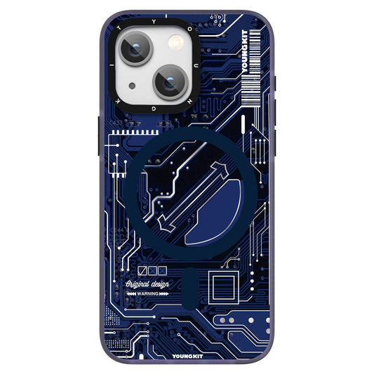 Apple iPhone 15 Kılıf M-safe Şarj Özellikli YoungKit Technology Serisi Kapak Lacivert